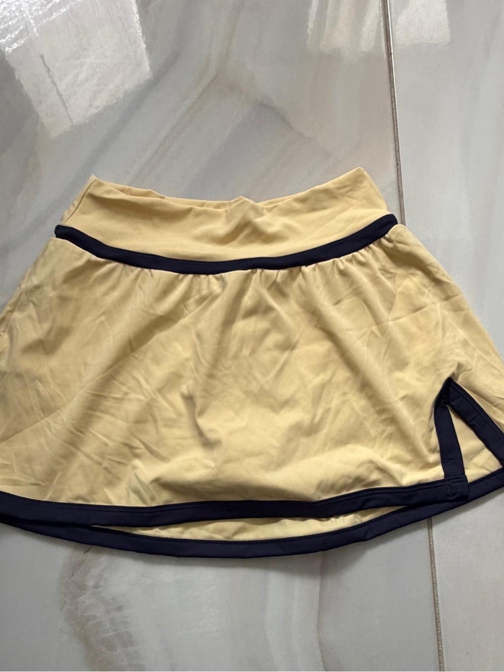 Fashion Nova Pale Yellow Skater Skort with Black Trim